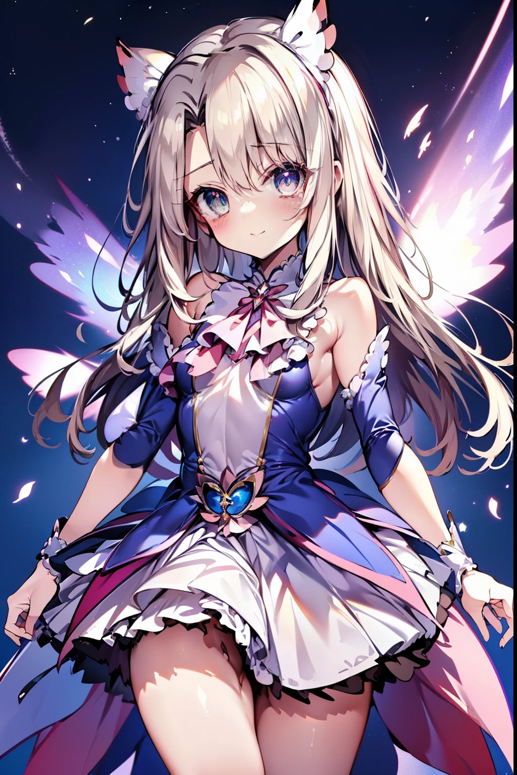 Ilya、blush,smile、Magical girl、Magical girl衣装を着ている、Primary school students、The back is very small、****ta、Small breasts、Showing armpits、exterior: ************、Shoulder Bare、The clavicle is visible、Sexy thighs、Beautiful feet、Usual hairstyle、Show me your armpits:1.2), highest quality, High resolution, unity 8k wallpaper, (shape:0.8), (Beautiful and beautiful eyes:1.6), Highly detailed face, Perfect lighting, Extremely detailed CG, (Perfect hands, Perfect Anatomy),