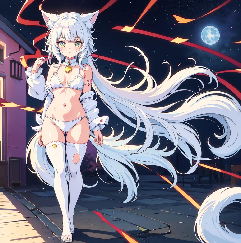 anime girl with cat ears and tail in a white bikini, neferpitou, holo is a wolf girl, anime catgirl, white cat girl, cute anime catgirl, seductive anime girl, beautiful anime catgirl, white - haired fox, holo if a wolf girl, wolf ears, attractive cat girl, nyaruko-san, anime moe artstyle