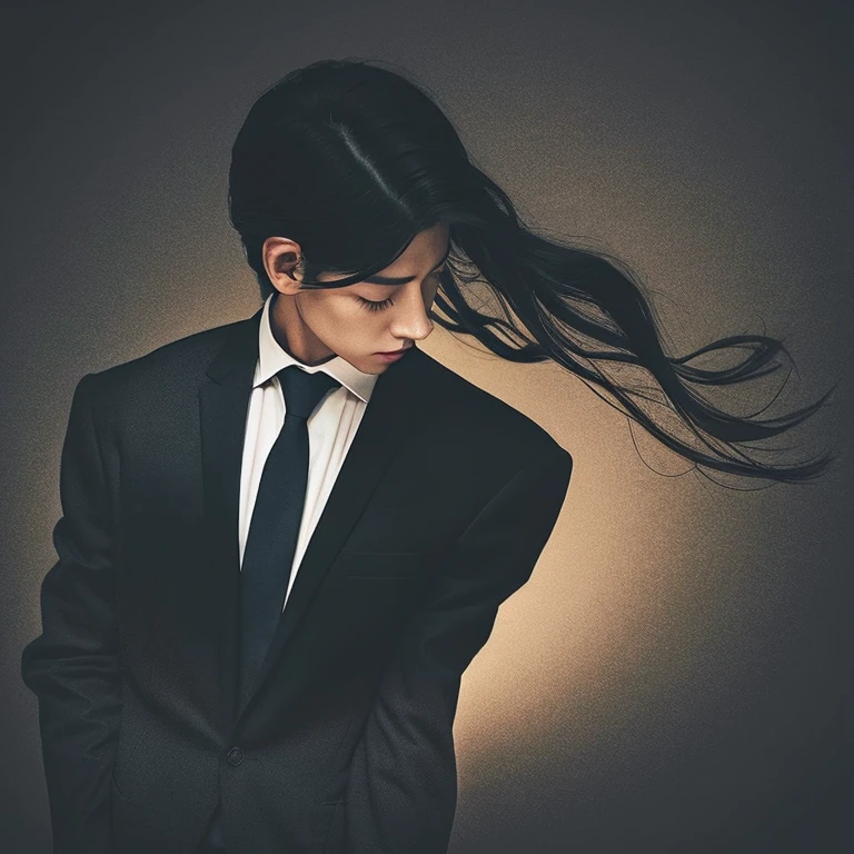 Illustration of a man in a suit looking sideways、You can't see the face。I&#39;d like a simple design。
