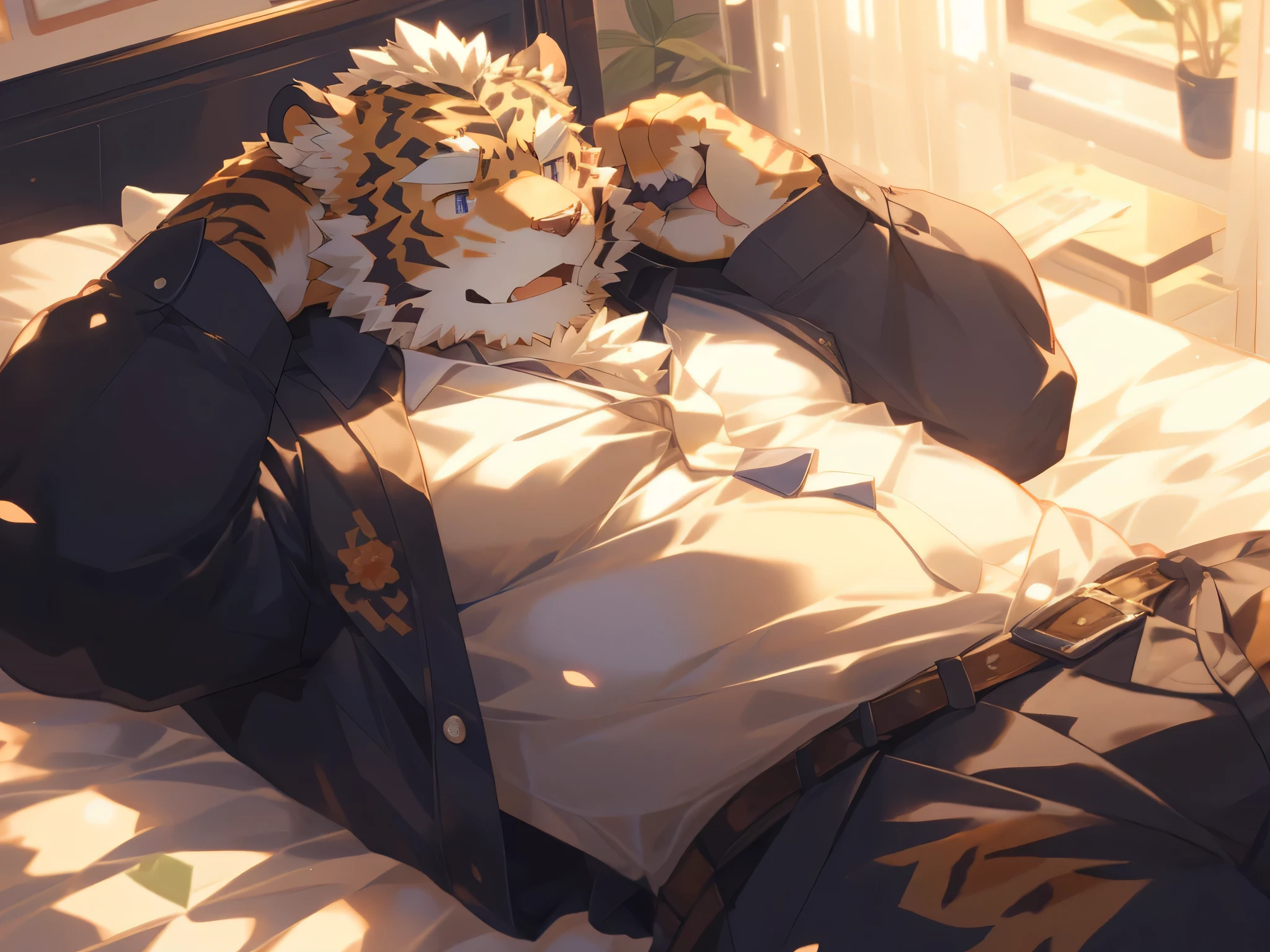 Anime picture of two dogs lying in bed hugging pillows, Embrace, Yao Zhui, Furry anime, stand up, Very very beautiful furry art, pov furry art, SFW version, at PIXIV, Hairy chest, top rated on PIXIV, PIXIV, High-quality fanart, Fluffy chest, Cute boys, Lying in bed, (SFW) Working Men ((Two orcs Lying in bed:1.2)) male male male male male male male
