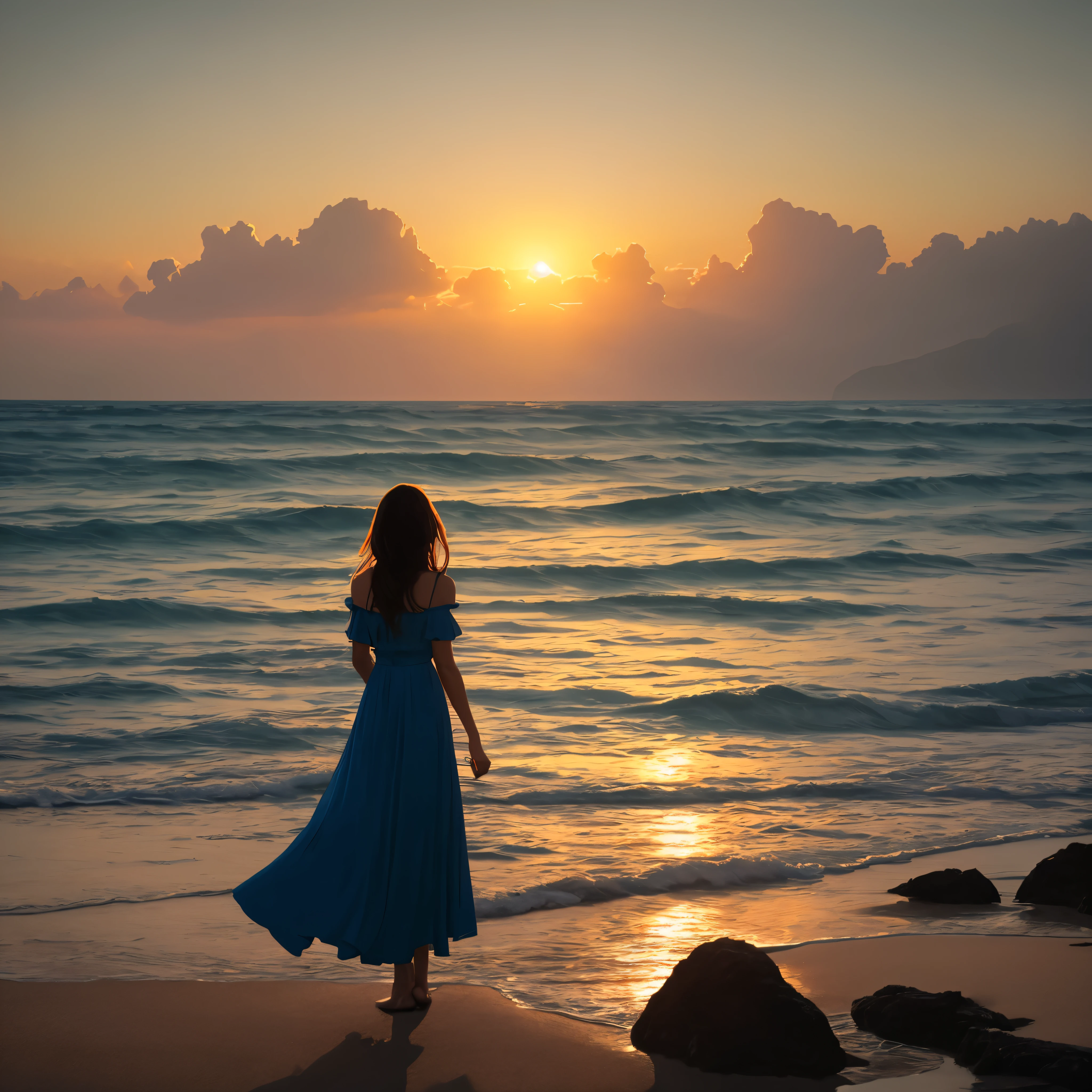 Silhouette by the sea at sunset More shadows and shadows Have a sense of picture No characters Pure scenery Some small reefs by artgerm, by Liang Xing, by WLOP embellish2 Phtography, HDR RAW photo, 8K, highres, absurdres, Kodak Portra 400, film grain Bokeh, lens flare, vibrant Color blurry background (best quality) masterpiece photorealistic photography, (low-key photo: 1.2), detail, 8K vivid colors