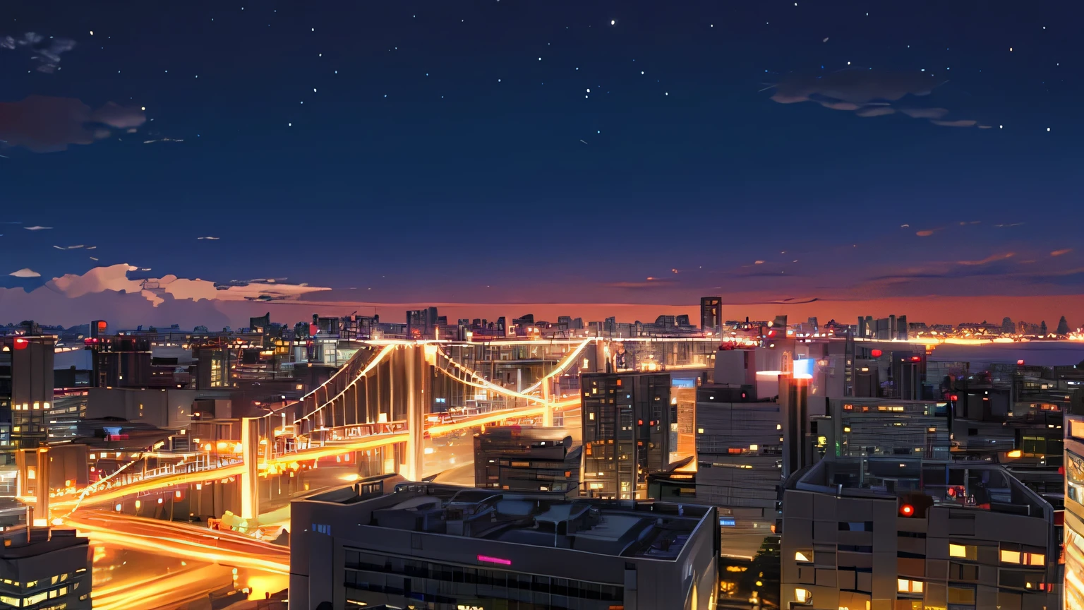 （masterpiece）,（highest quality）、Starry Sky、City night view、Tokyo、4K、8K、shinkai makoto