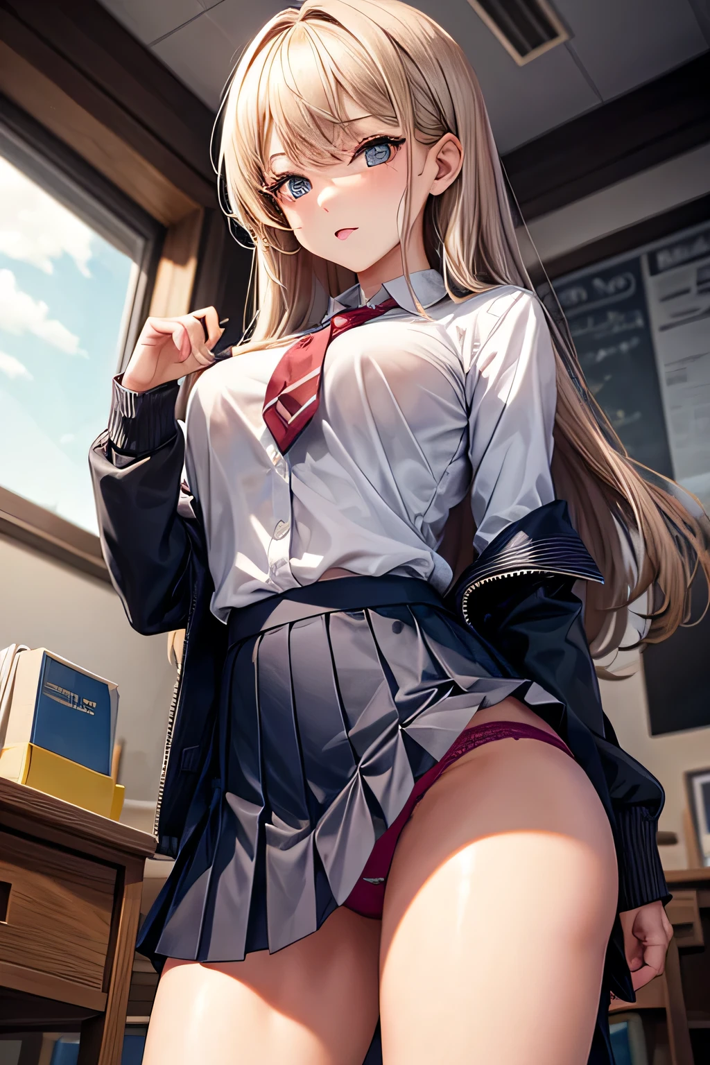 girl in sexy school skirt and underwear