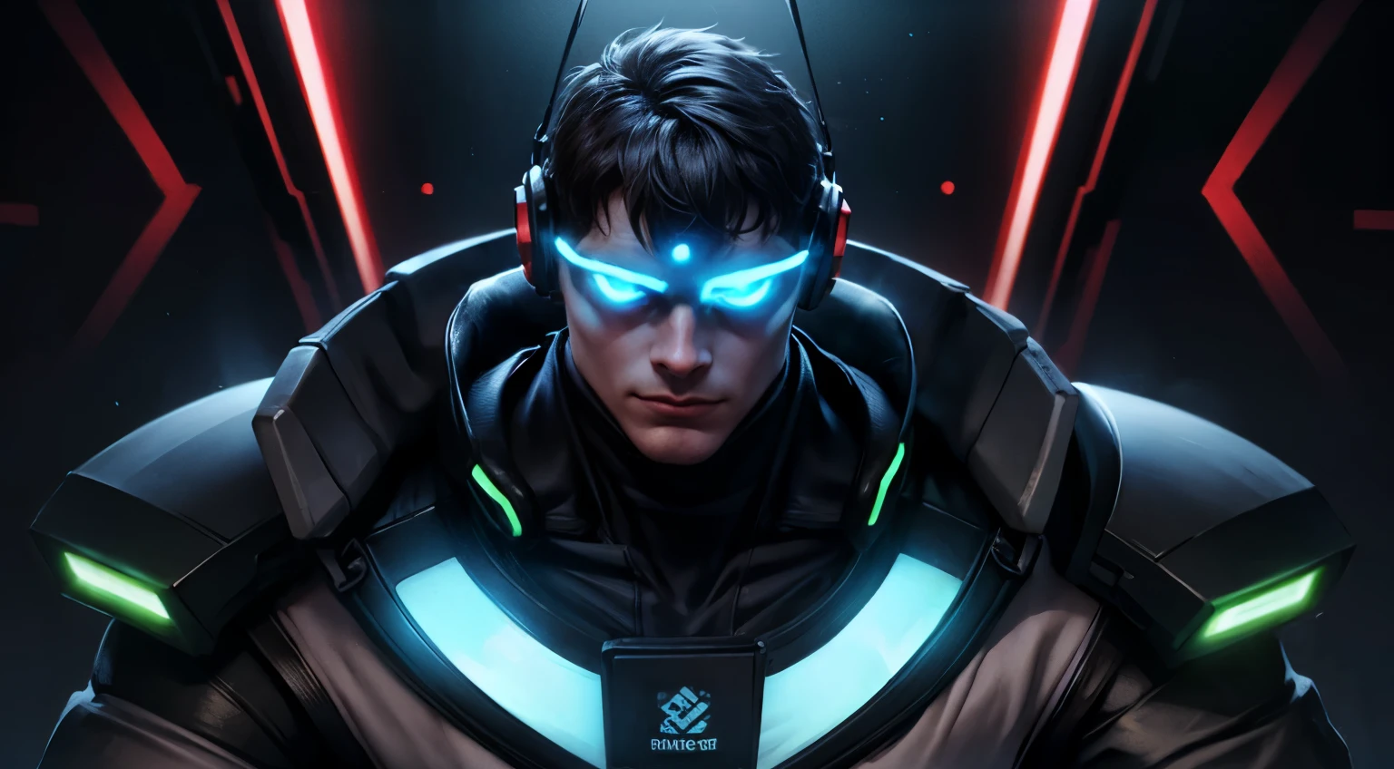 brainwashing, muscle drone, muscle growth, hypnotic visor, glowing headset, soldier, focused eye, obedience training, male