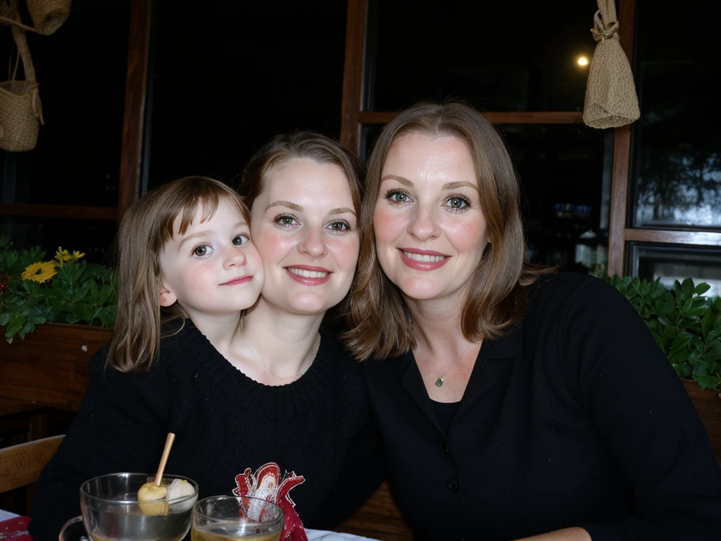 2heads, mom and daughter, (one head:1.5 child), (one head:1.5 adult)