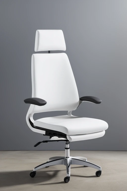 White，With headrest，More detailed，The backrest has a curvature，Comfort