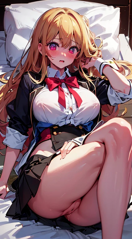 Main girl is beautiful and cute, whole body, whole body illustration, Best illustrations, elementary school student, realistic and elaborate uniform, expensive , ((expensiveest quality)), ((masterpiece)), (detailed: 1.4), Anatomical, Award-winning concept art, beautiful, fine detaileds, Portraiture, Look Viewer, (whole body view)), 1 girl, whole body, alone, , elementary school student, actor, Blonde, blonde, Semi-long hair, Red and pink eyes, Big eyes, The pupil of the left eye is star-shaped, Characteristic pupil of the left eye, The pupil of the left eye is clear, the pupil of the left eye is detaileded, dark brown blazer, Maroon Sweater, checked skirt, dark green and maroon skirt, Black Hiso, Big orange ribbon, White blouse, underwear, panties, skirt, white panties, Wet, shirt, Wet clothes, skirt lift, blush, classroom, belly button,Lift up to your chest, Clothes lift, A quick background, Lifting clothes, uniform, Japan cute uniform, blazer, avert your eyes, Short sleeve, change, skinny, elementary, , Baby Face, cute, like々New Appearance, Great visual depiction, Professional Effects, beautiful girl, girl, Sweaty, see-through clothes, Concave and convex, Disorganized,Heeled loafers, Blonde, Red and pink eyes, the main girl is beautiful and cuteon the screen of smartphone camera app frame:1.5) ,nsfw,phone_screen,head_out_of_frame, (fisheye distorted lens:1.2) ,(on bed:1.5),(1 boy lying back down:1.4), ,(topless:1.3),bottomless,(bare nipples:1.3),(bottomless:1.3),( bare pussy:1.4),(dripping love juice:1.3), Break husband, 1girl, ( completely nude,:1.2) girl on top, hetero, large breasts, (vaginal penis,veiny penis:1.4), pussy, sex, sex from behind, solo focus, spread legs, (straddling:1.5),hands between legs ,troubled face,(troubled eyebrows:1.1),(nose blush:1.3),open mouth, (embarrassed,blush:1.3), (nipples peek:1.3) , ,(ecstasy:1.3) ,(slut:1.4),(vulgarity:1.5),(fucked silly:1.3),(steam:1.1),(wet:0.9),(trembling:1.5),(tears:0.9) ,(drooling:1.1),(sweat:1.1),(election of nipples:1.1),vivid nipple, (bare pussy:1.3), (pussy cutout:1.3),(open vagina, vivid pussy, high quality vagina),(love juice:1.6) ,wince, closed eyes,open mouth,(orgasm:1.5),awaiting tongue,(female ejaculation:1.5),(messy hair:1.5),(puffy nipples:1.3),(spoken herat:1.4),