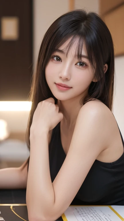 (8k, 超A high resolution,Ultra-high resolution、RAW Photos、 highest quality, Tabletop:1.5)、Japanese girl's life々Beautiful portrait、超A high resolution、highest quality、 (Big Breasts、Proudly:1.3)、{Hide all breasts}((((White blouses with emblem、Blue tie、Plaid miniskirt:1.4)、(Dressing room:1.2) break (Natural skin texture、Detailed skin、Hyperrealism、Ultra Sharpness)、Intricate details、Depth of written boundary、Sexy adult woman、Short black hair、Tight asasterpiece、highest quality、High Detail))、(Photorealistic:1.4)、solo、Close your mouth、Smile happily、Big eyes、clear double eyelids、Eyelashes、Long neck、Absolute area、Beautiful collarbone、Perfect Face、Thin lips、Small Face、(Staring at the audience、Eye highlights、Light brown eyes、Lip gloss)、(From the side:1.2),((full figure supermodel standing, entire body in frame))、fullbody shot、((Long straight hair_Hair reaching down to the waist:1.3))