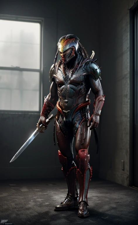 (masterpiece, best quality: 1.3), extremely detailed, intricate, 8k, HDR, wallpaper, cinematic lighting, (universe), (the predator holding sword: 1.3), shiny, armor, mecha, large wings,
