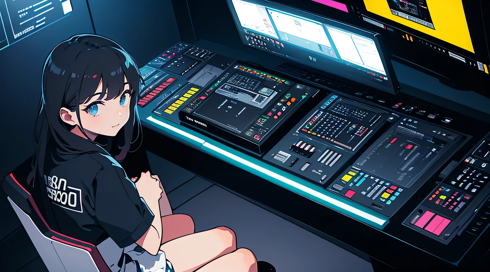 Best quality, (masterpiece:1.2), DTM, DAW, synth, ((like CD package)), electro music, 90's retro, (Roland TB-303 Synthesizer), (DTM creator), ((a girl making DTM))