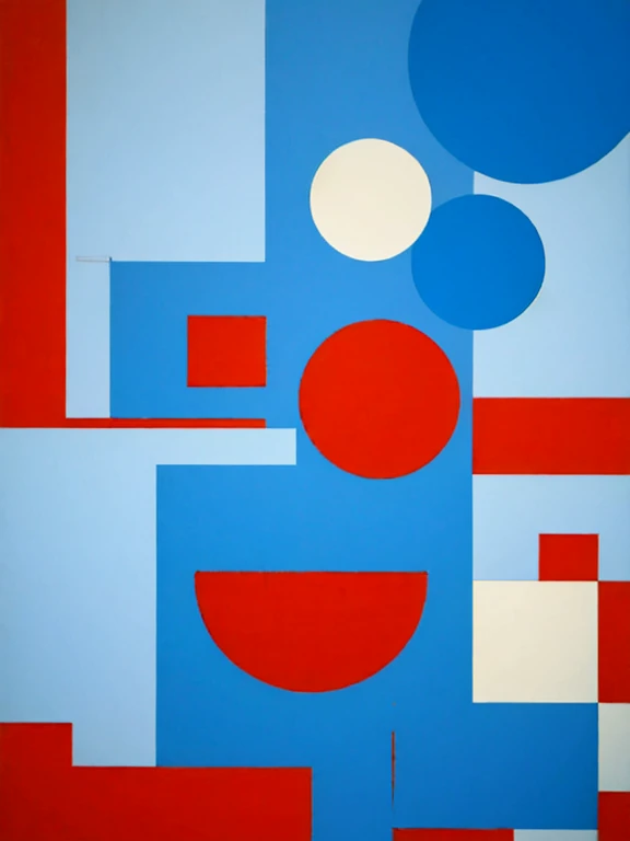 Create high contrast between light and shadow fire around, there is a red circle on a blue and red square, inspired by Bauhaus, in a shapes background, brown red blue, circle forms, red blue, by Leon Polk Smith, memphis abstract minimal art, graphic shapes, minimal art, blue and red, minimal art style, bauhaus art, inspired by El Lissitzky, bold simple shapes