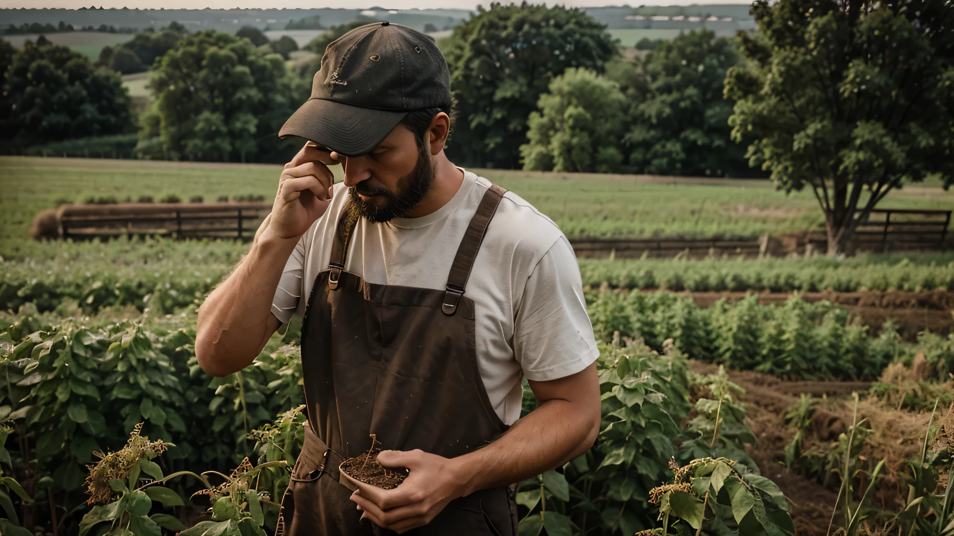 sad farmer man
