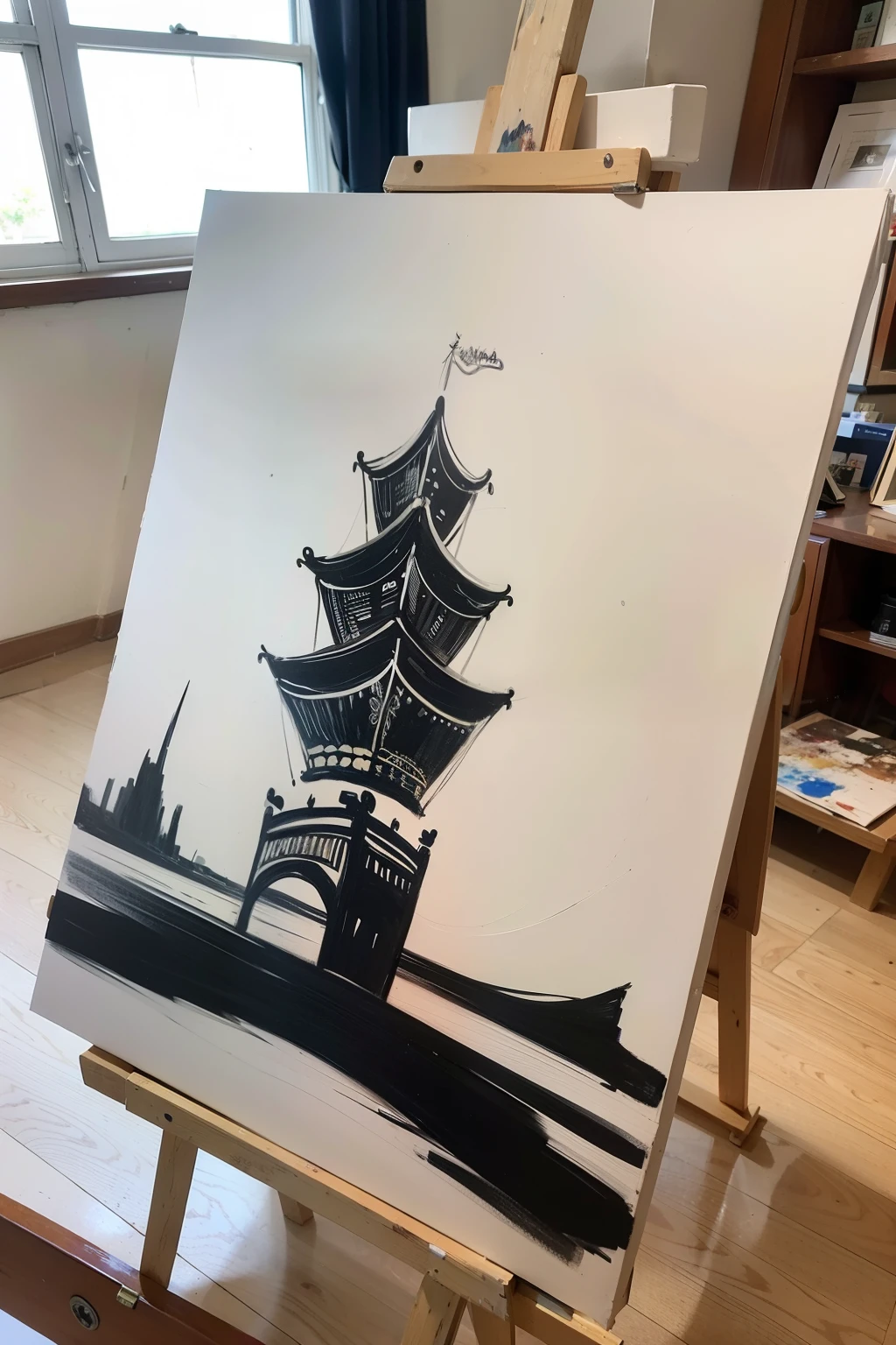 The theme is &quot;The Great Achievements of the 75th Anniversary of the Founding of New China&quot;，Students are interested in the industry content，Collect materials from multiple sources，Make a creative painting（The paper is 4K drawing paper）