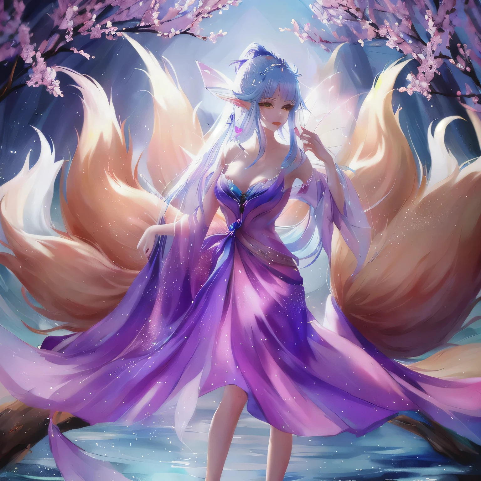 Nine-tailed fox fairy,Delicate facial features,fit,Nine-tailed Floating