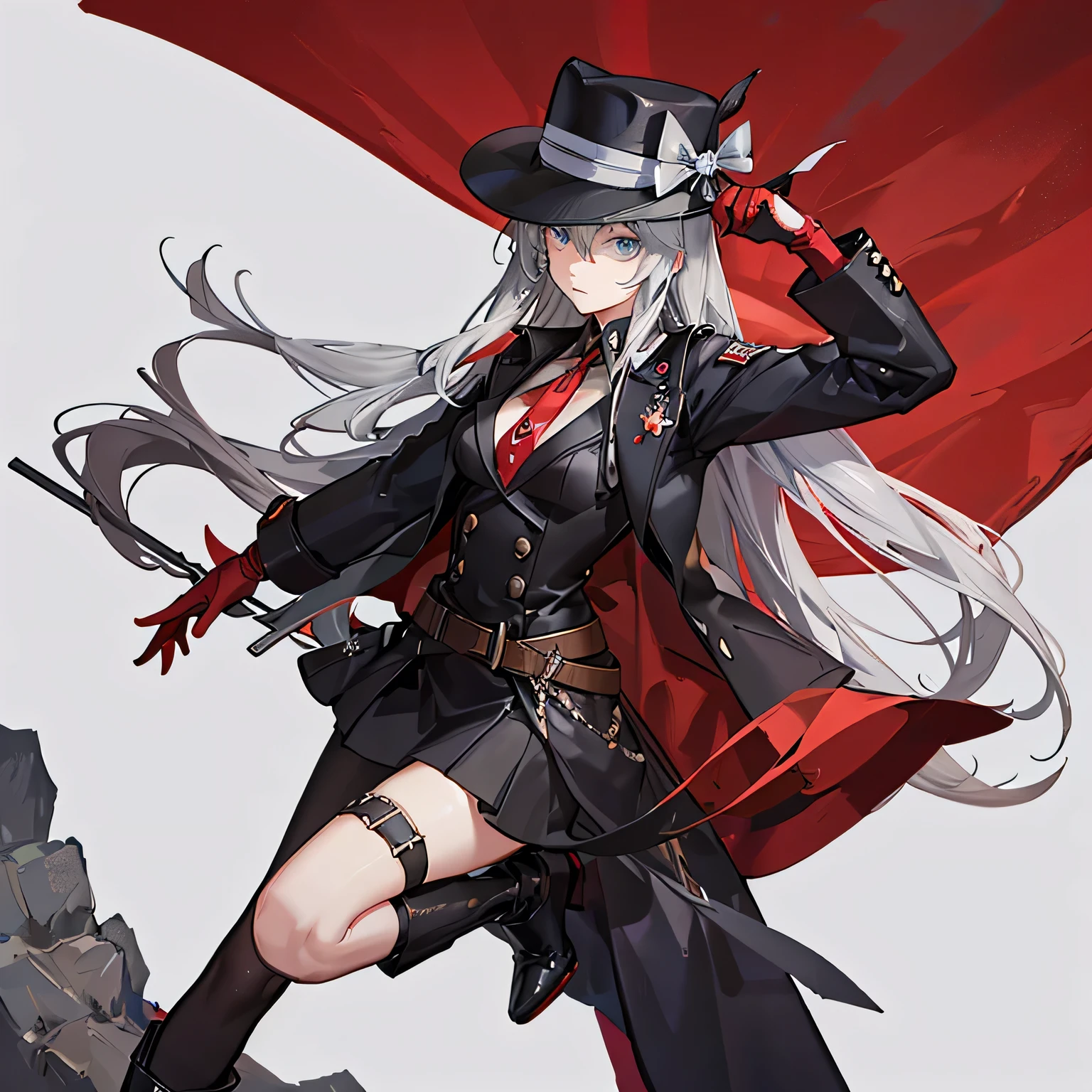 Agent Z is a young slender Russian woman with long black hair and blue eyes. She wears a grey fedora with a red strip on it, a grey trench coat with a red collar, a red belt with a yellow buckle, dark grey gloves, dark stockings, and red boots, As a Spy, Agent Z is skilled in the martial arts, a mistress of disguise, and slaps people (mostly Dastardly) in the face, even when she's tied up.
