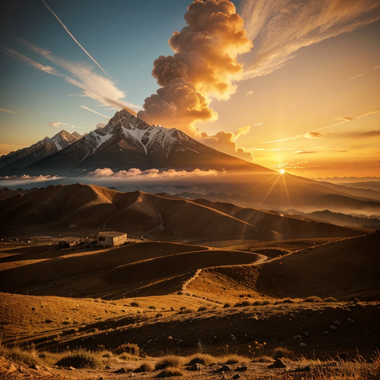 Hell with mountains of laba and sky of fire