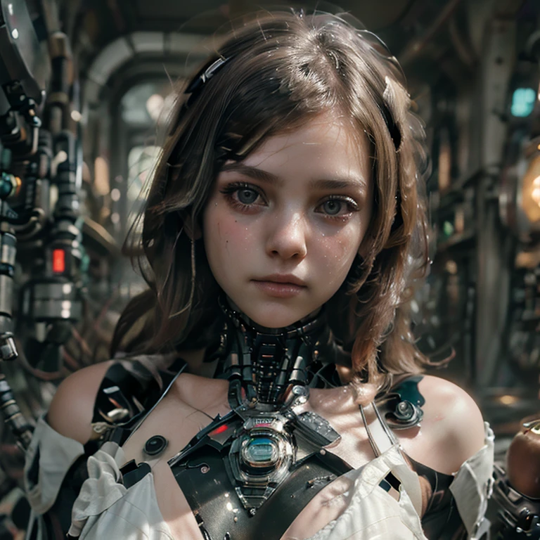 Creat in image using photo Realism CG 8K, young cybernetic dead girl 