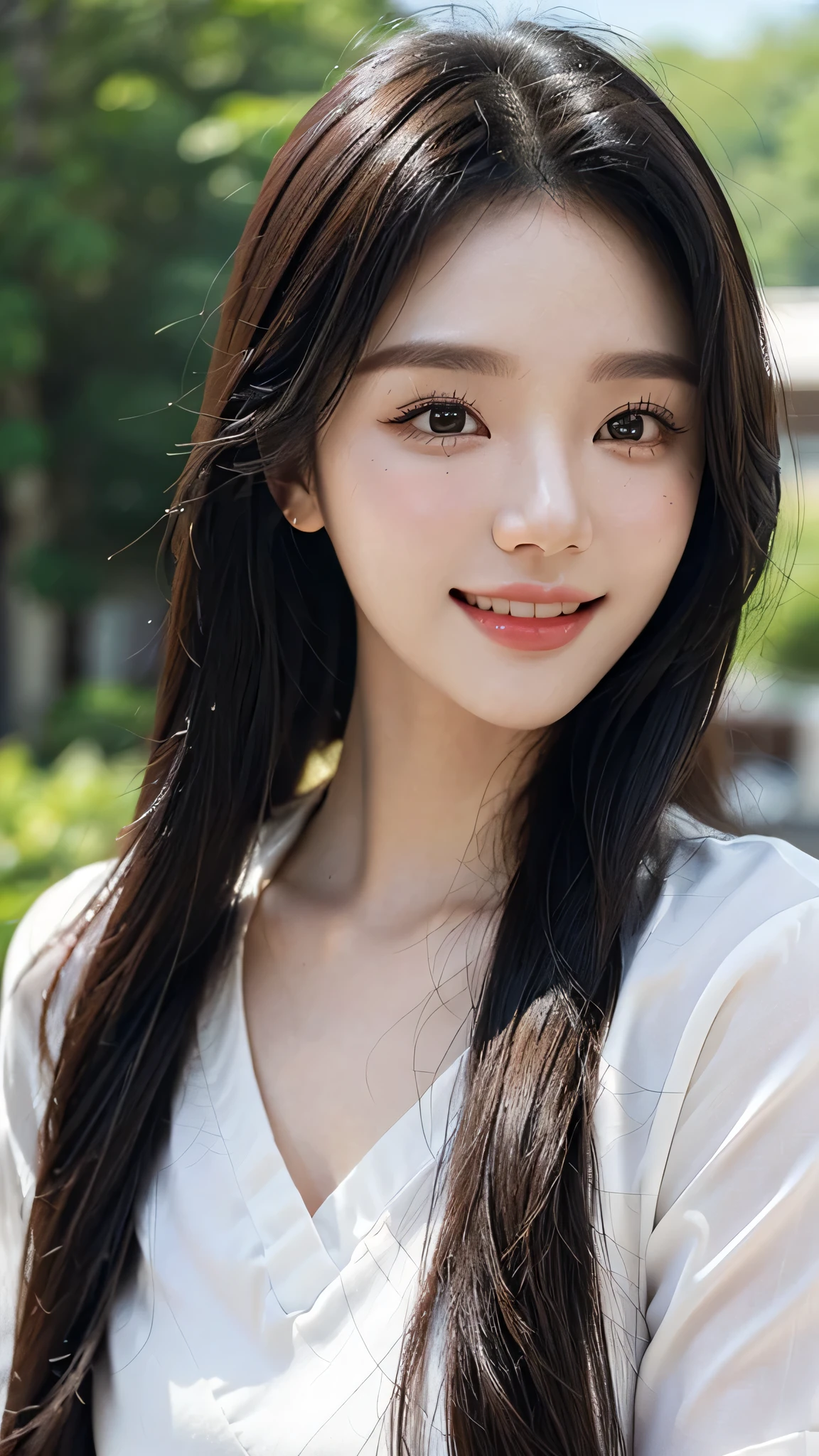 ​masterpiece、top-quality)、1 beautiful girl、(( plain clothes:1.1))、((Wearing black sunglasses )), (Detailed beautiful eyes), ((Detailed skin)) , ((Detailed beautiful medium hair))、((Smaller face))、((Neutral face))、((Face seen from the side))、((Light brown eyes))、((Korean Girl))、((18year old))、((medium hair))、((A shy smile on his face))、((Korean Makeup))、((elongated and sharp eyes))、((Happy dating))、((Shot from the same height as your face) (( in modern white villa)), ((CG rendering)), ((Blurred background)),  ((16K)),  ((Very detailed)), ((wallpaper)), ((depth of field)), ((movie light)), (( Ray tracing))