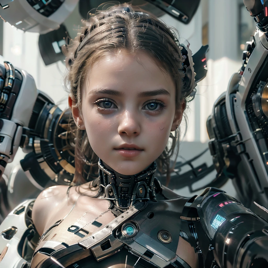 Creat in image using photo Realism CG 8K, young cybernetic dead girl 