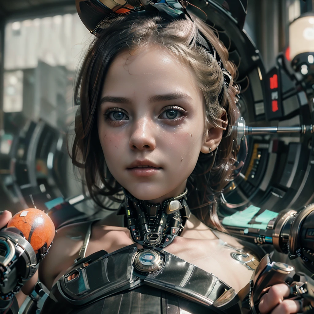 Creat in image using photo Realism CG 8K, young cybernetic dead girl 