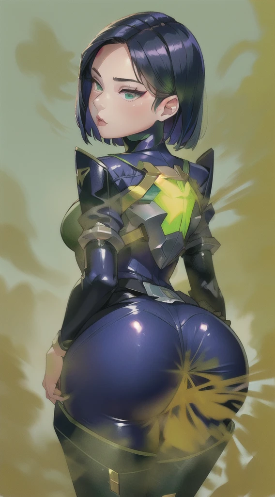 ((velocity)),Attacked by farts, (((Viper from Valorant farting))),(hot girl farting),velocity,)),(her butt facing screen and bending over)),(blackhair),(Best Shadows)、(The best lighting、extremely delicate and beautiful)、depth of fields、1girl in、solo、upward looking gaze、Highest image quality, outstanding details, ultra-high resolution, (realism: 1.4), the best illustration, favor details, highly condensed 1girl, with a delicate and beautiful face, dressed in a latex black and green mecha, the background is a high-tech lighting scene of the future city.