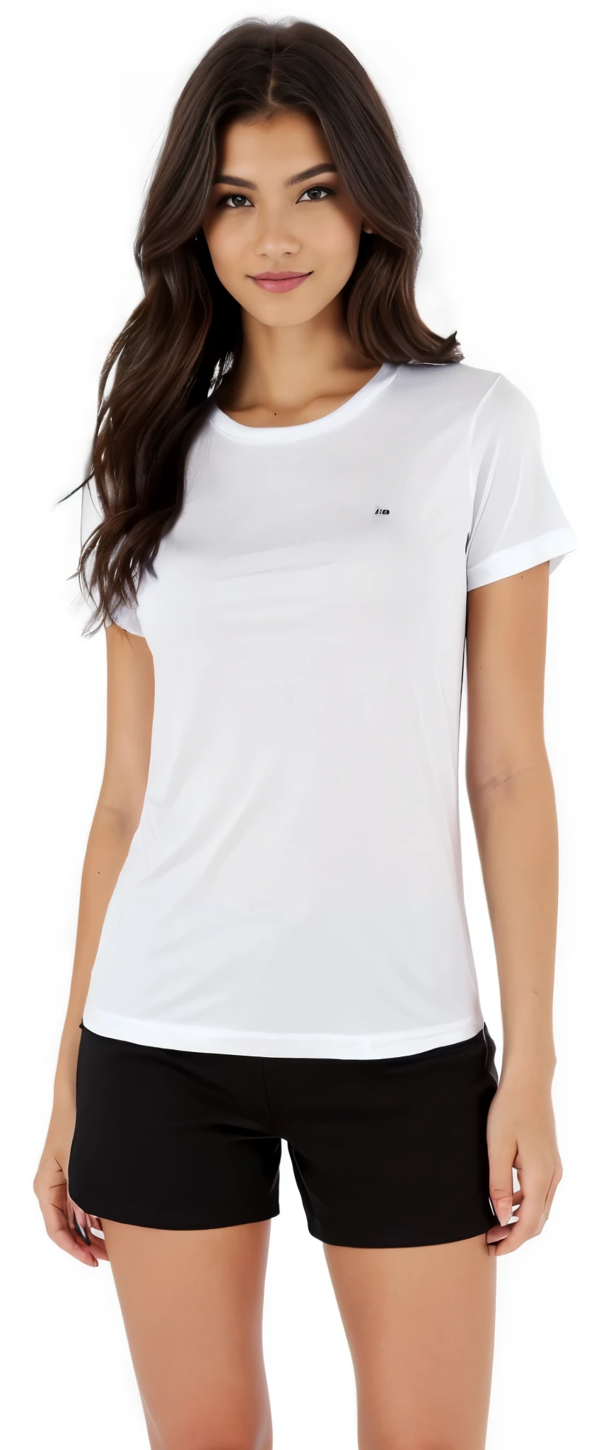 a woman in a camisa branca and black shorts posing for a picture, camiseta branca, plain camiseta branca, camiseta branca, camiseta branca, vestido com uma camiseta branca, dressed in a camiseta branca, Topo branco, camisa branca, vestindo uma camiseta, wearing a camisa branca, wearing camisa branca, Roupas Brancas, roupa branca casual