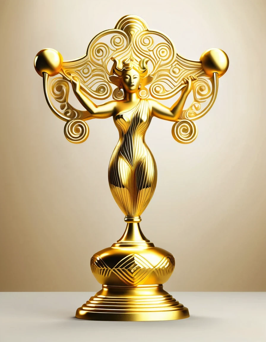 3D rendering of Women streamlined, golden trophy design, Tang tricolor, Tibetan mural style, minimalism, sense of science and technology, simplicity, hollowing out, carving,,in the style of rolf armstrong: fractal,Sandpainting,Tibetan Painting,Imaginative,3D Printed,Concert Poster,Laser-Cut,Arts and Crafts,Bentwood,Enamel Pin,String-Art,Taurus, ♉︎,Scorpio, ♏︎,Sagittarius, ♐︎,Unreal engine,rendered in octane,high detail,hyper quality,high resolution,surrealism,16K,depth of field (dof),close up,rays of shimmering light,
