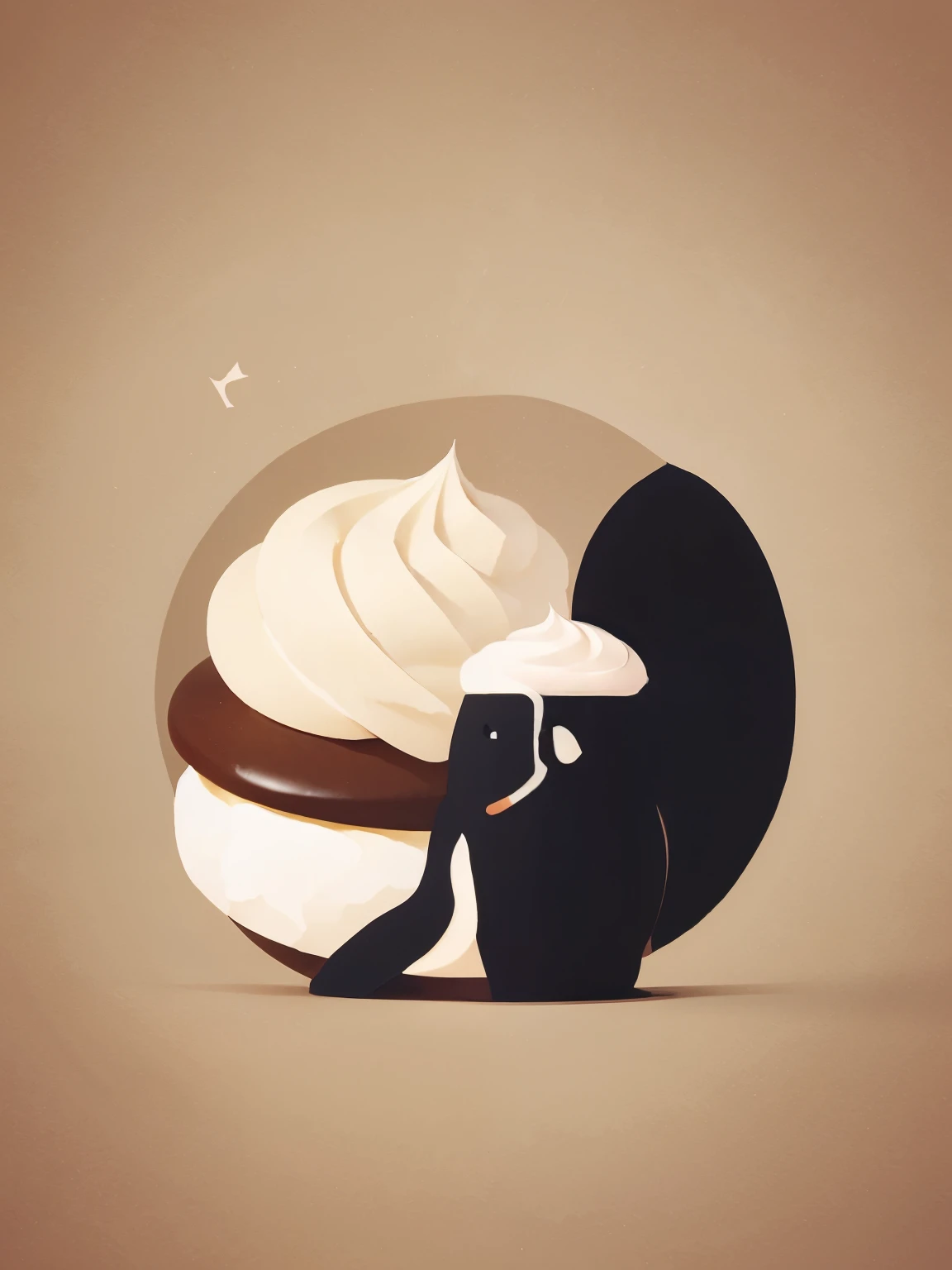 Logo para un negocio de postres, que sea innovador, llamativo, interesante, circular in shape and named Creations and More
