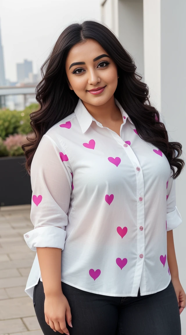 monali thakur Indian beautiful actress curvy plus size hour glass bulky figure woman, closeup camera view, wearing SHEIN LUNE Plus Size Summer Casual Random Heart Print Button-Front Shirt SKU: sz2403229989881898 GBP£9.49 GBP£10.99 -14% Including VAT shein club logo Join Free trial & this item save GBP£0.47 off Color: Black, different style hairstyle, bright eyes, thin eyebrows, fair skin, blushing cheeks, prefect head to toe view, full body view, SHEIN LUNE Plus Size Summer Casual Random Heart Print Button-Front Shirt SKU: sz2403229989881898 GBP£9.49 GBP£10.99 -14% Including VAT shein club logo Join Free trial & this item save GBP£0.47 off Color: Black, smile face, black hair, Indian face, perfect skin tone light, ultra realistic skin texture