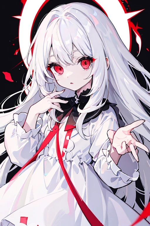 white hair、kawaii girl、Little exposure、kawaii、red eyes、reddish、blanche、Luminescence、Zito-order、kawaii、White and black dress
