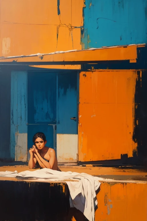 Create an evocative oil painting inspired by Malcolm Liepke,Capture the intense, introspective expression of the baby boy subject using thick, expressive brushstrokes and a muted color palette. Highlight the emotional depth and vulnerability in the subject's gaze, emphasizing the play of light and shadow on their face. Maintain a simple, textured background that complements the subject's contemplative presence. Focus on the tactile quality of the oil paint to convey the raw emotion and intimacy characteristic of Liepke's style. Soft pastel theme