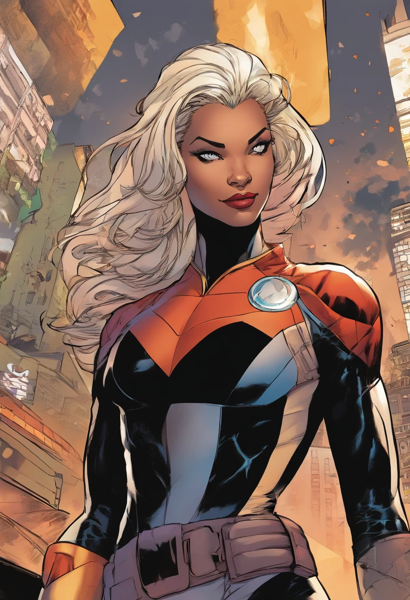 alta qualidade, detalhado, Gato Preto Felicia Hardy, Quadrinhos da Marvel, standing, voltar, bunda grande, brilha no uniforme, estilo de quadrinhos.