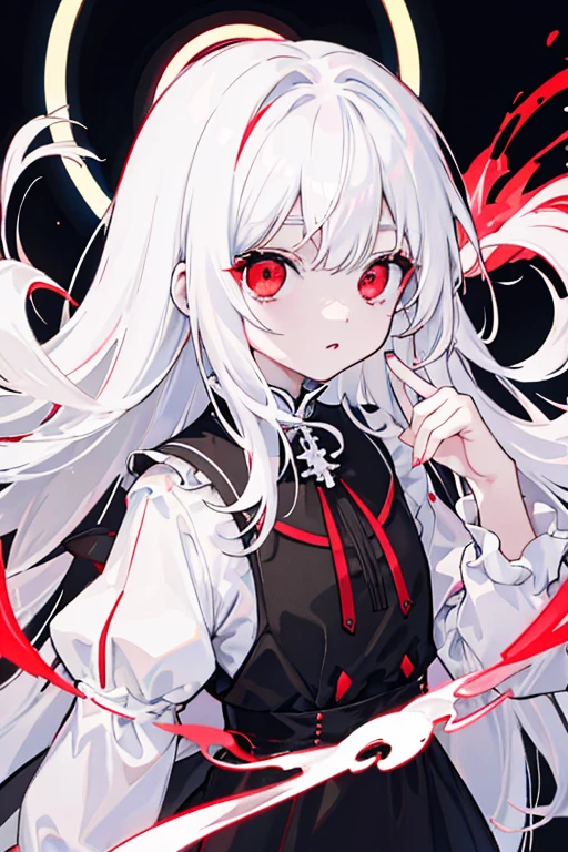 white hair、kawaii girl、Little exposure、kawaii、red eyes、reddish、blanche、Luminescence、Zito-order、kawaii、White and black dress