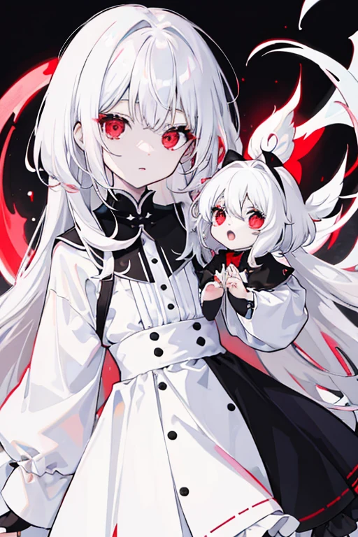 white  hair、kawaii girl、Little exposure、kawaii、red eyes、reddish、blanche、Luminescence、Zito-order、kawaii、White and black dress