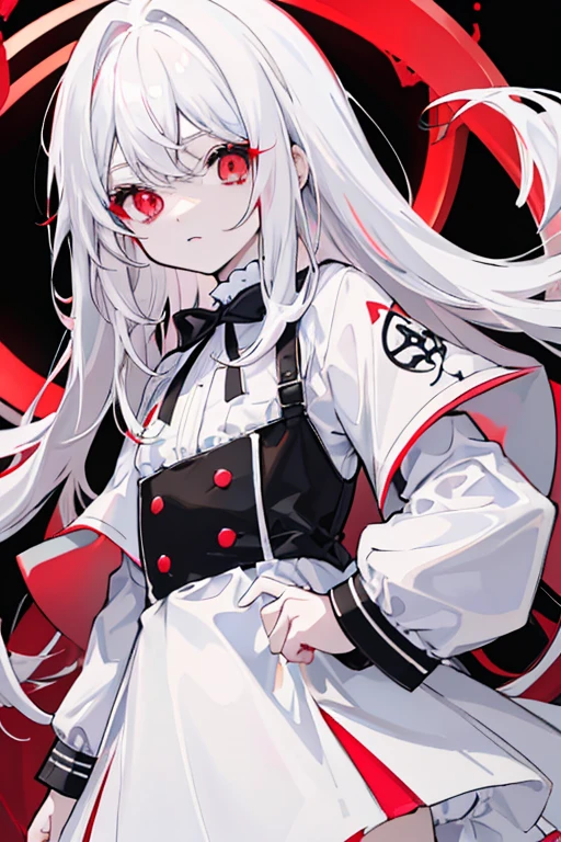 white  hair、kawaii girl、Little exposure、kawaii、red eyes、reddish、blanche、Luminescence、Zito-order、kawaii、White and black dress