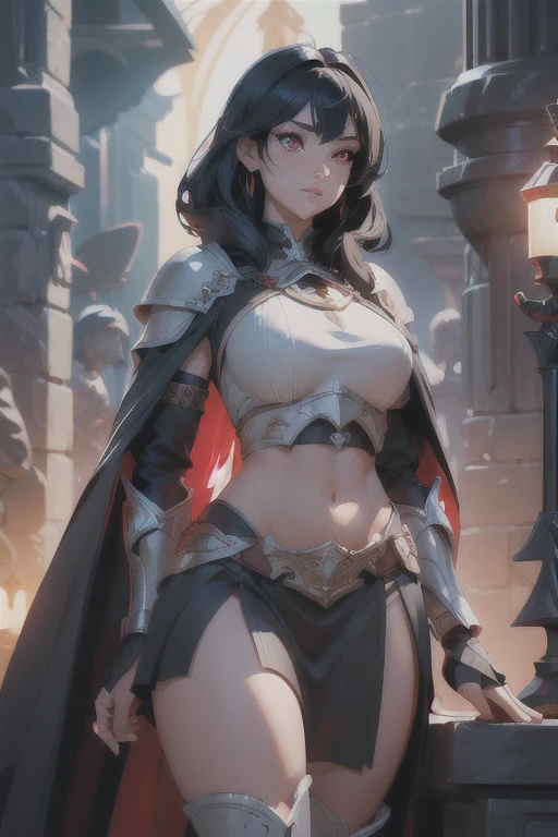 ((horror girl)), ((barbarian armor with fur)), dark skin, (big tit), ((short hair)), (fur cape) , 8k, sexy pose