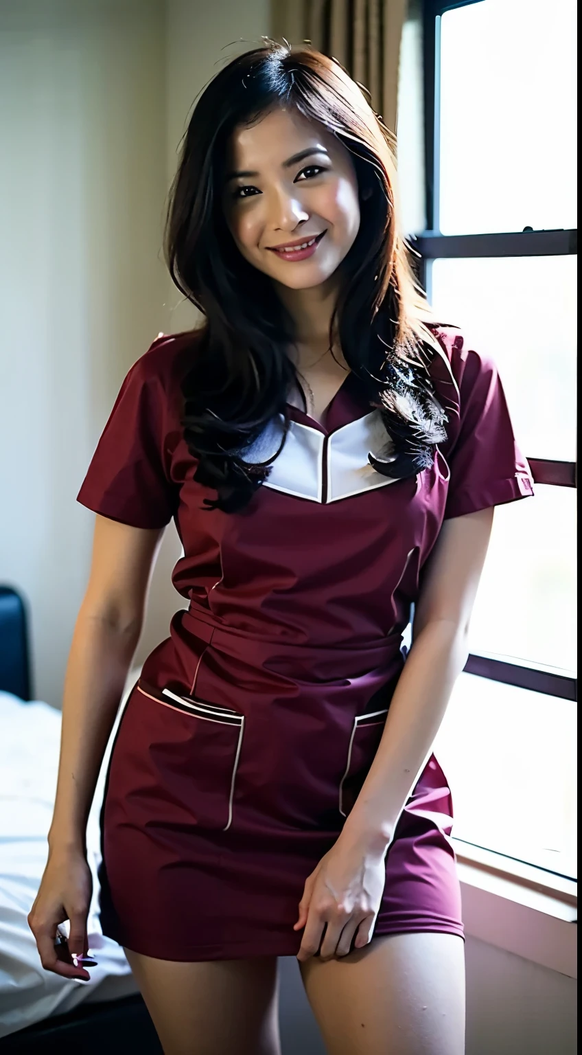 (1 The Ultimate Beautiful Mature Nurse) 、 Super accurate face 、 Detail Lip 、 Details 、 double eyelid 、 ((Dark Short Style)) 、 (Nurse uniform: 1.3) 、 (Fancy figures) 、 smile 、 Upper Leg, Perfect fit, Perfect Image Realism, background: (Hospital room: 1.2) Cowboy gets shot, Detail background, Details Clothing, Perfect lighting 、 Surrealist 、 (photograph: 1.4) 、 Maximum resolution 8K, (luxury) Very detailed, Professional