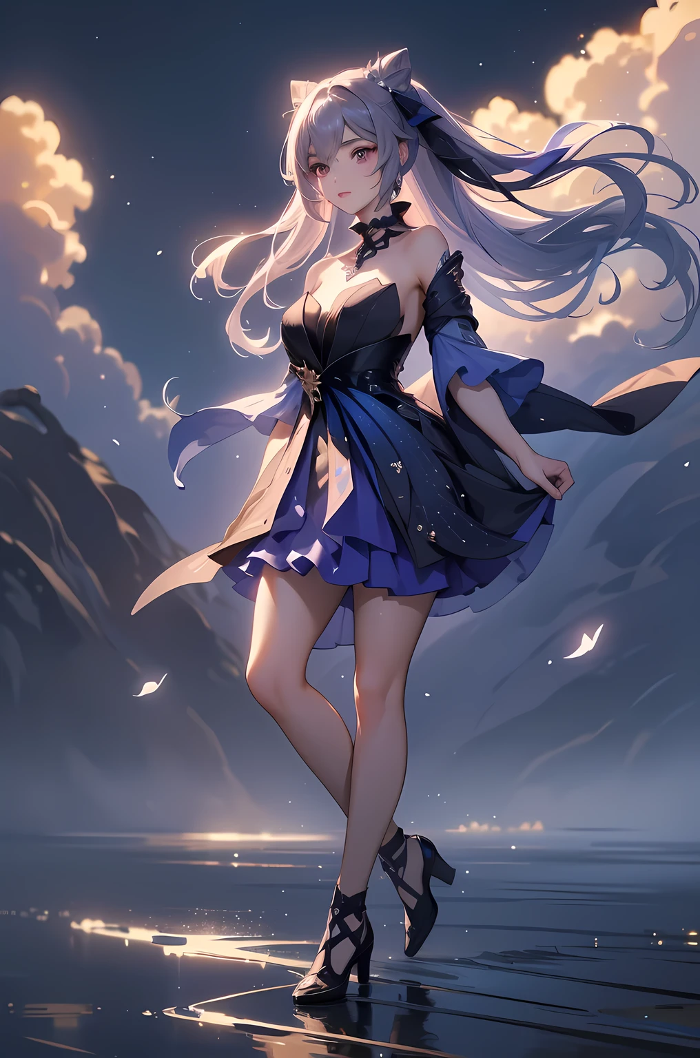 [keqingopulent]:1.5,((masterpiece,highest quality,Highly detailed images,Beautiful images))1.4(keqing images、Cities with waterways、Beautiful waterways、The wind is blowing、Overall dim lighting、Backlight、A fantastic atmosphere、Thick Fog、Dust flutters)1.3,(Full body image)1.1
