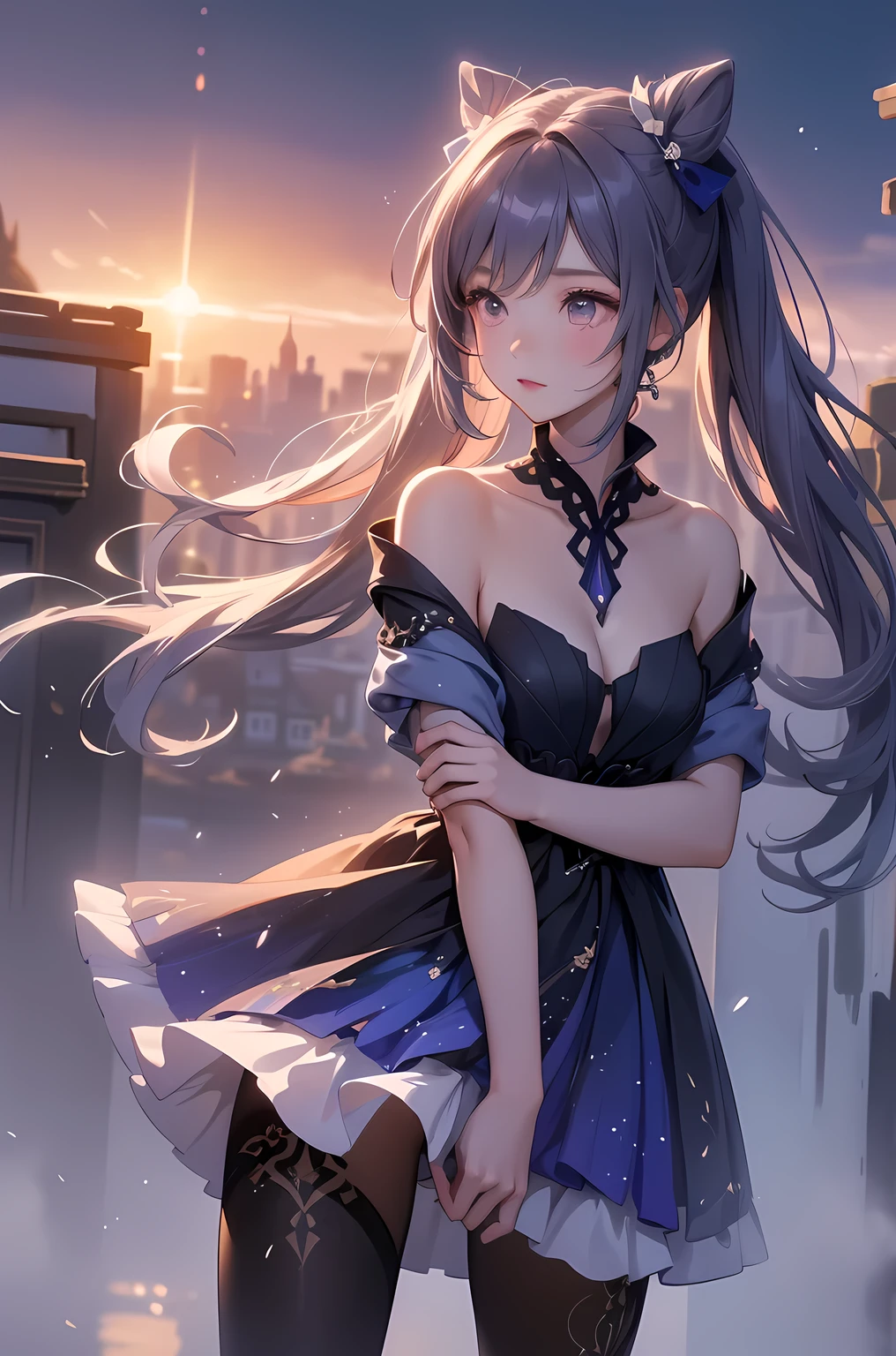 [keqingopulent]:1.5,((masterpiece,highest quality,Highly detailed images,Beautiful images))1.4(keqing images、Cities with waterways、Beautiful waterways、The wind is blowing、Overall dim lighting、Backlight、A fantastic atmosphere、Thick Fog、Dust flutters)1.3,(Close-up)1.1
