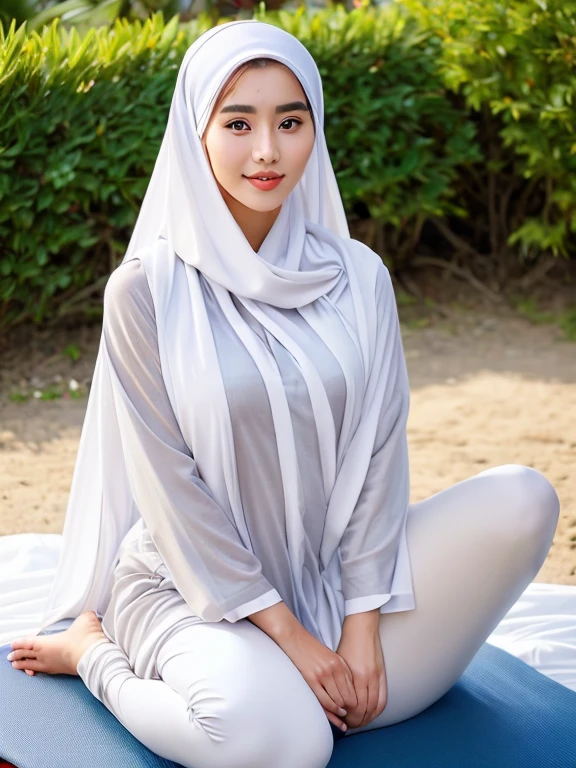 (MASTERPIECE) (REALISTIC)beautiful woman with korean face mix Russia, clean face, slim face, oval face. Slim, Slender, thin and tall body. on white bed, white skin likes porcelain. long hair with loose ponytail, with long grey hijab gamis, brown eyes. nsfw, small , cum, gorgeous face, 17 years Old, Hijab Indonesian woman, , small breasts : 3 (happy face) (looking at camera) Curvy body, leaning in the mat, outdoor . Open knees, spreading legs, Showing Pussy, (Holding long cucumber with withe thick milk melting. Wet body. White thick milk melting in the hands and vagina : 1.4)  (Hairy Pussy) (fat pussy) full body photo shot,