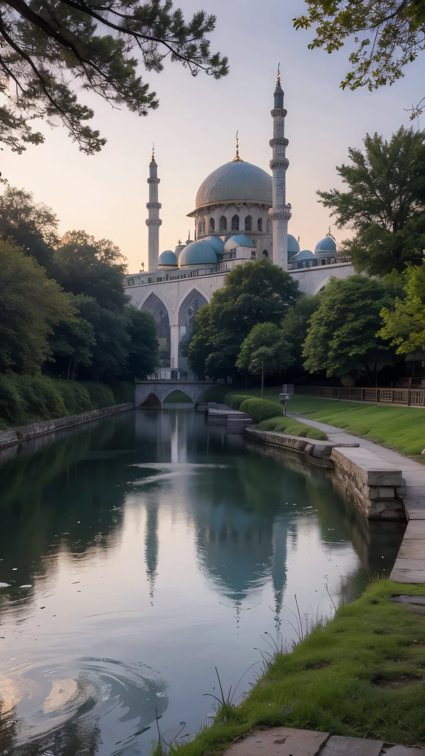 mosque, beautiful, exterior, trees, sexy, river