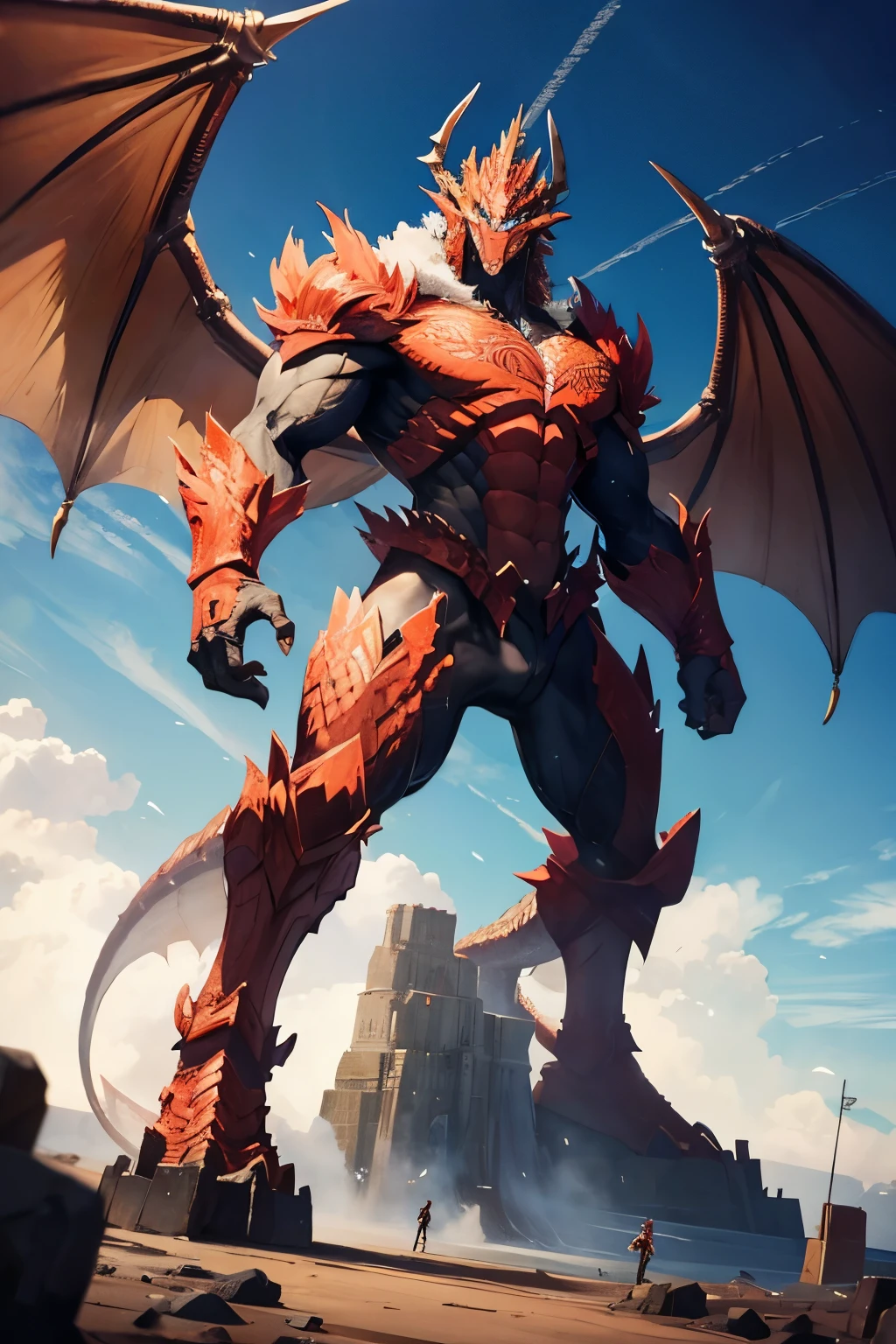 Giant Monster bipedal dragon fighting stance