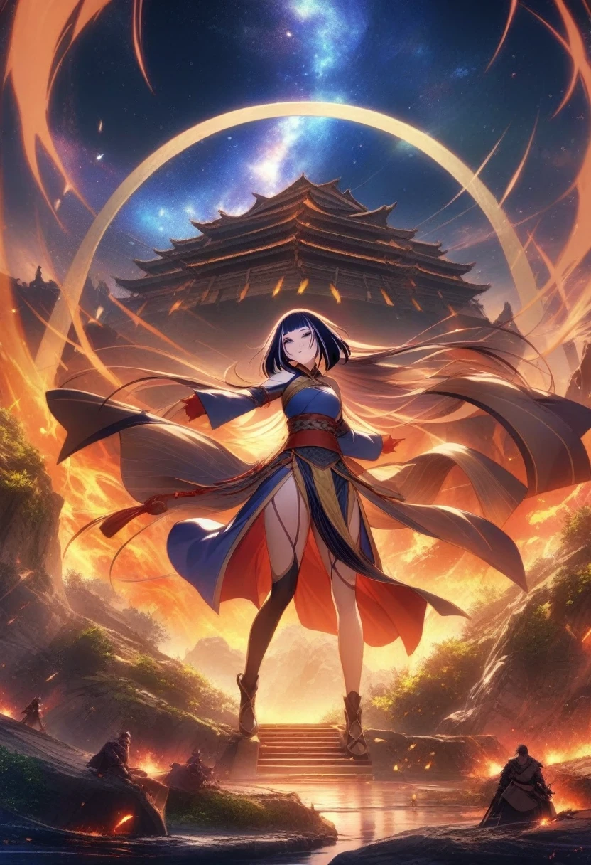 (shylily/(Twich/):1.5),(masterpiece:1.2),(best quality:1.2),galaxy colors galaxy stars spacious nebula starry_Sky moon set colorful moon rise night panorama moonlight, Optics, Peculiar of,It was too dark.,onslaught,of,Panoramic catapult,Ancient city engulfed in fire, Background of the Invading Army, A gorgeous display of the Three Kingdoms period, The scene of the war,