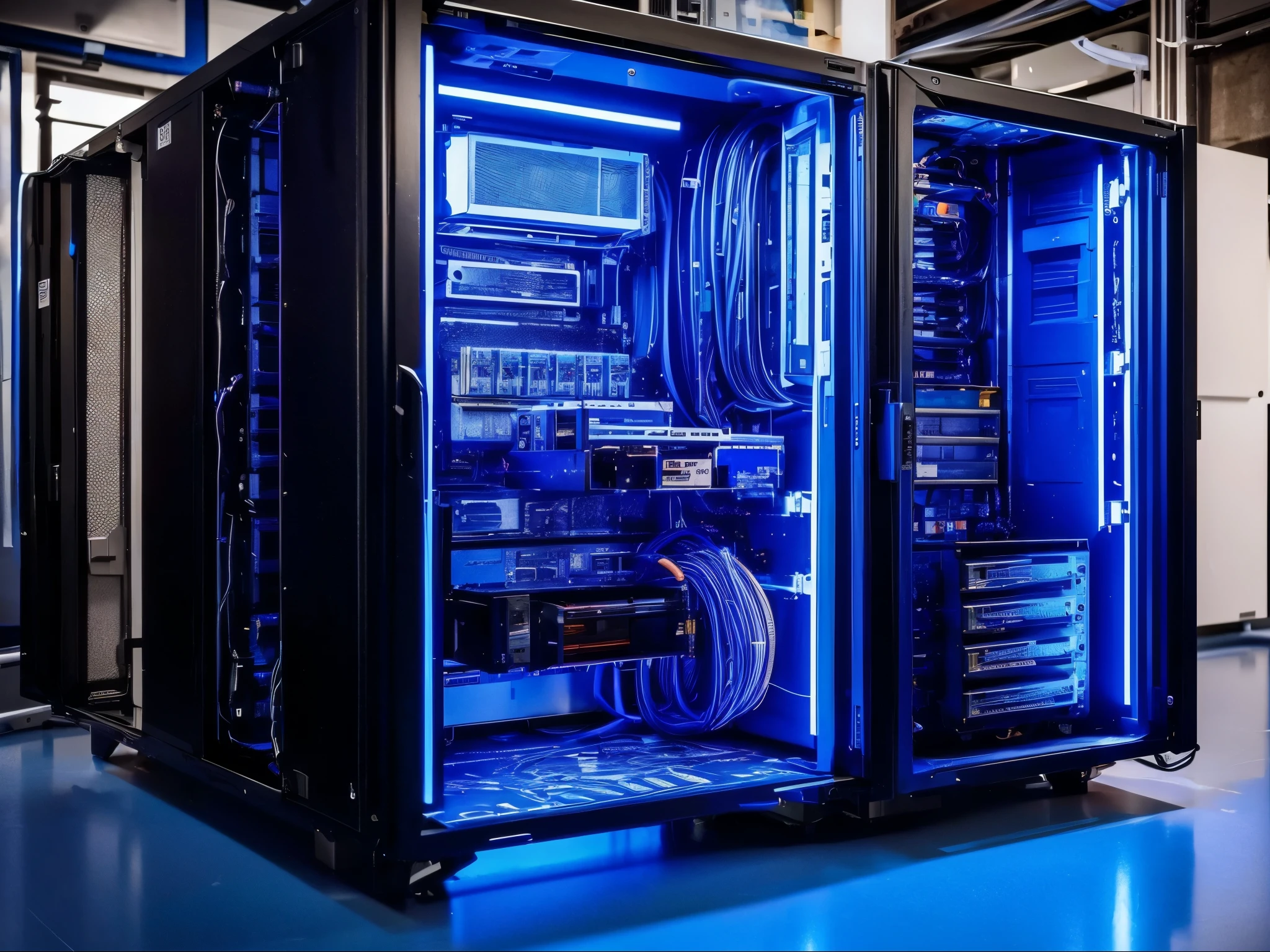 Replace the cabinet with a blue battery motherboard,Add cooling fan on the side,Connect the wires to the battery box on the right.