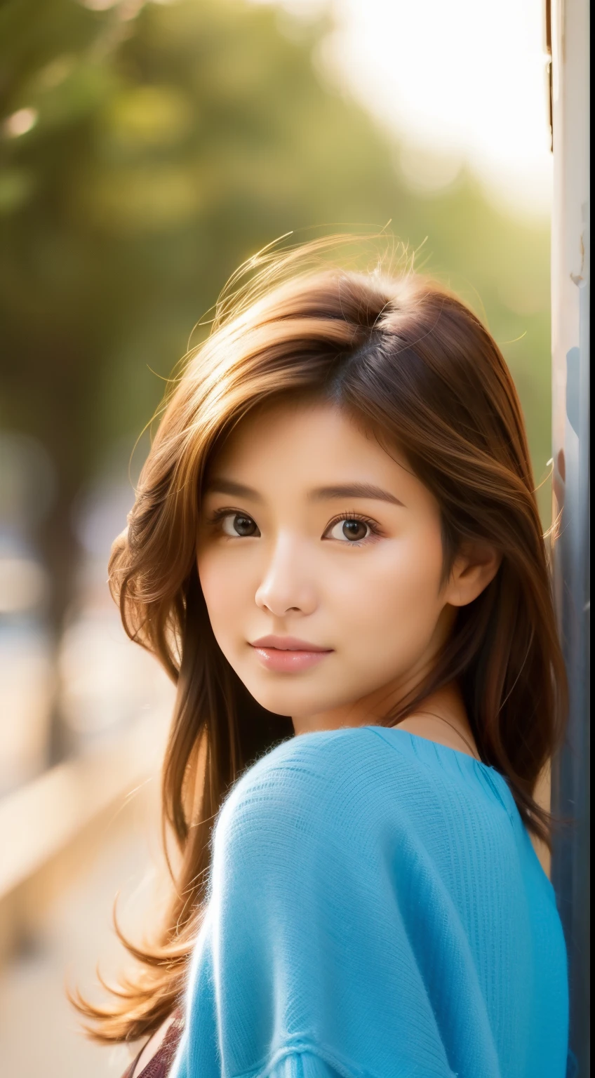 Pixar Style, Photos of stunningly beautiful Japanese female supermodels, Honey Eyes, Long, messy light brown hair, To flap one's hair, Close-up、Zoom in、Tight crop portrait, By foot (Runaway people in the fashion show scene々:1.2) wearing (Fluttering floral evening dress:1.3) (She has an expensive clutch bag in her hand:1.3) (Lighting - Gold:1.2) Background details of foreground objects (masterpiece:1.2) (Realistic:1.2) (Bokeh:1.2) (highest quality) (Color Grading) (Detailed skin:1.3) (Complex) (8k) (High resolution) (Cinema Lighting:1.3) (Sharp focus), Disheveled windblown hair, Cute big round reflective eyes, Complex詳細