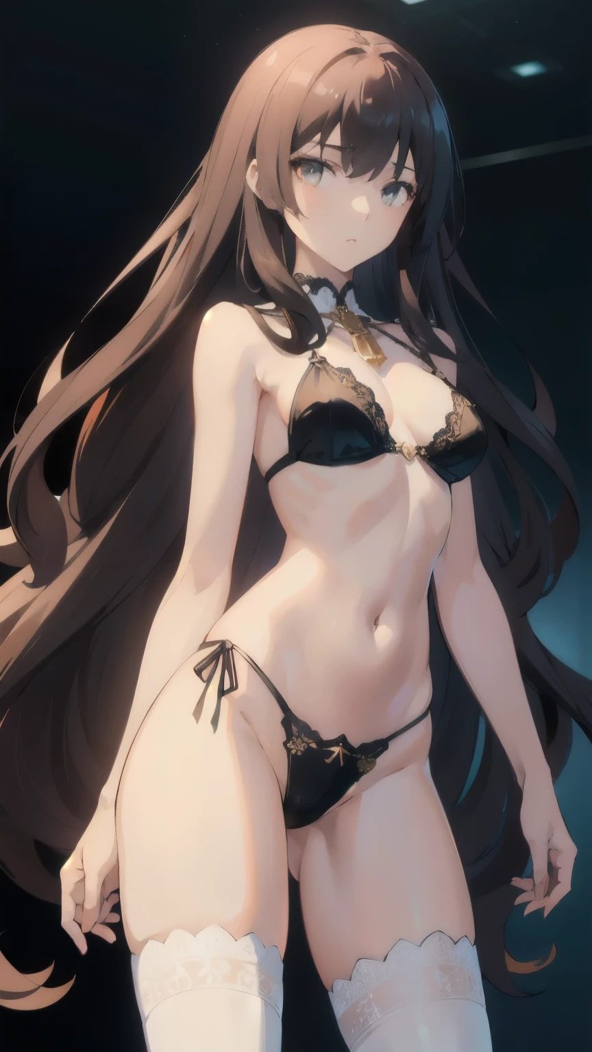 Realistic, outdoor, 1wall, wide angle,1girl, long hair, shy, embarrassed, blushed, wide angle, POV, from above, standing, neck in shackles, neck chained on wall, (bra, panty), light rays, glow, (masterpiece), wallpaper