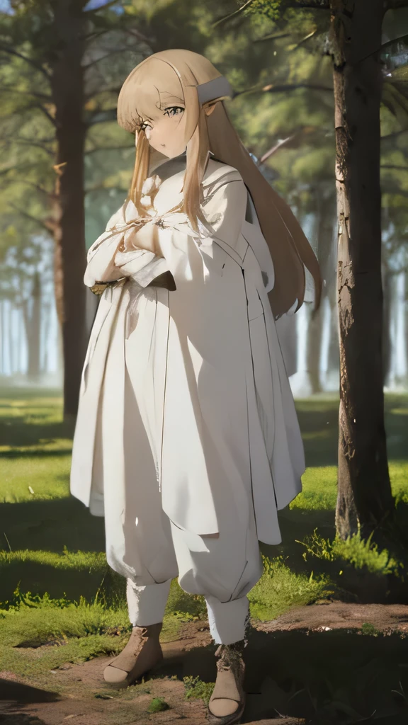 Masterpiece, full length image, elf, forest, woman, long hair, Anime, cartoon 