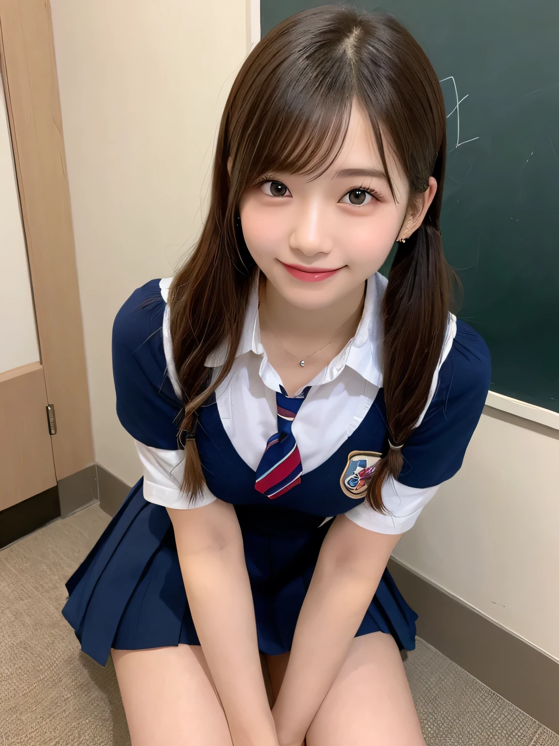 arafed asian girl in a school uniform sitting on a bed, wearing japanese school uniform, japanese girl uniform, japanese school uniform, seifuku, wearing school uniform, jk uniform, wearing school uniform, Chiho, surreal , Photographed with Sony α9, magic school school uniform, Shirahime cut hairstyle, girl in uniform,joy