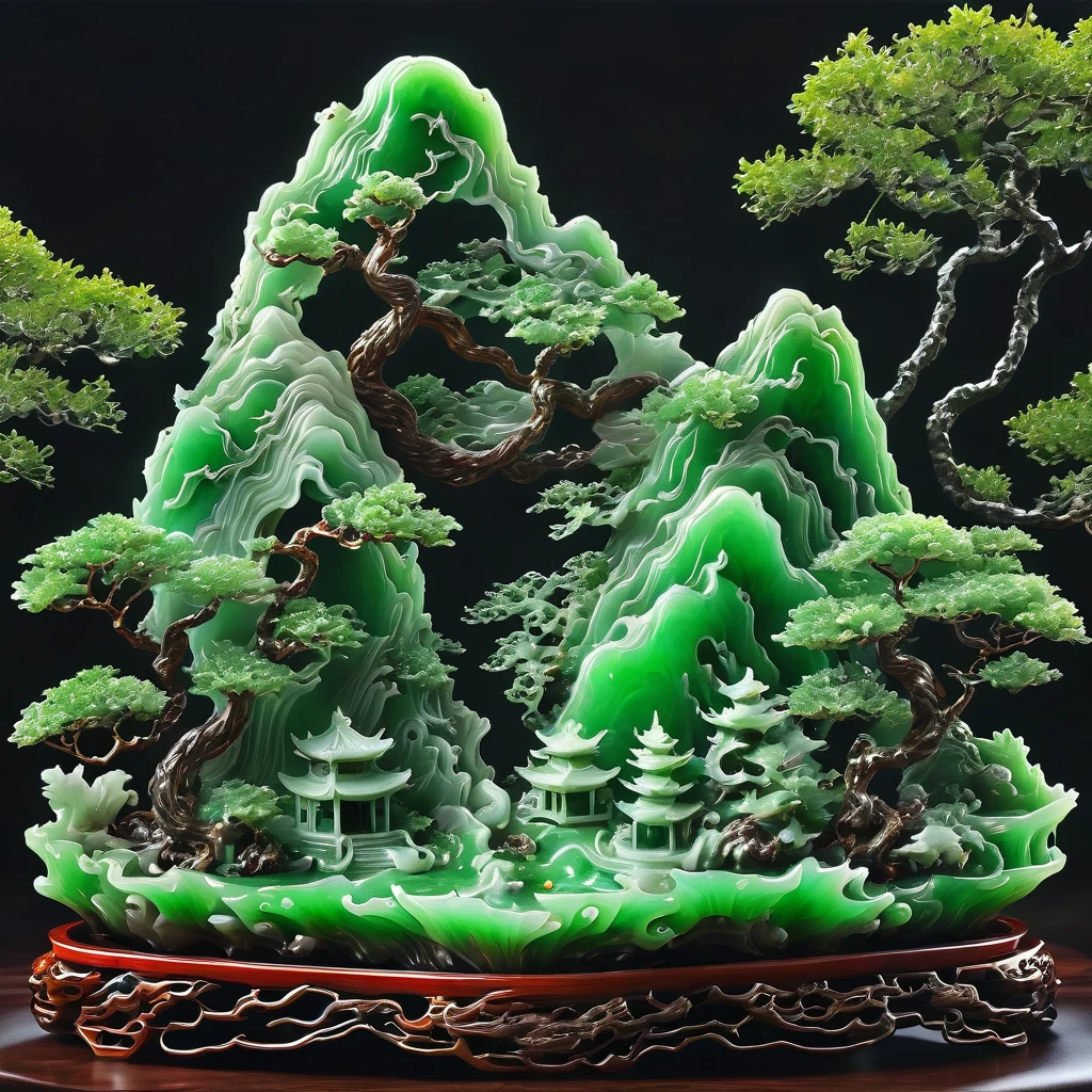 best quality, very good, 16K, ridiculous, Extremely detailed, Gorgeous mountain，pine，Monk，Made of translucent jadeite, Background grassland（（A masterpiece full of fantasy elements）））， （（best quality））， （（Intricate details））（8k）