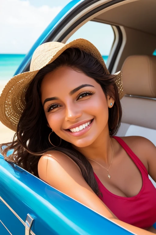 mulher morena sorrindo em viagens